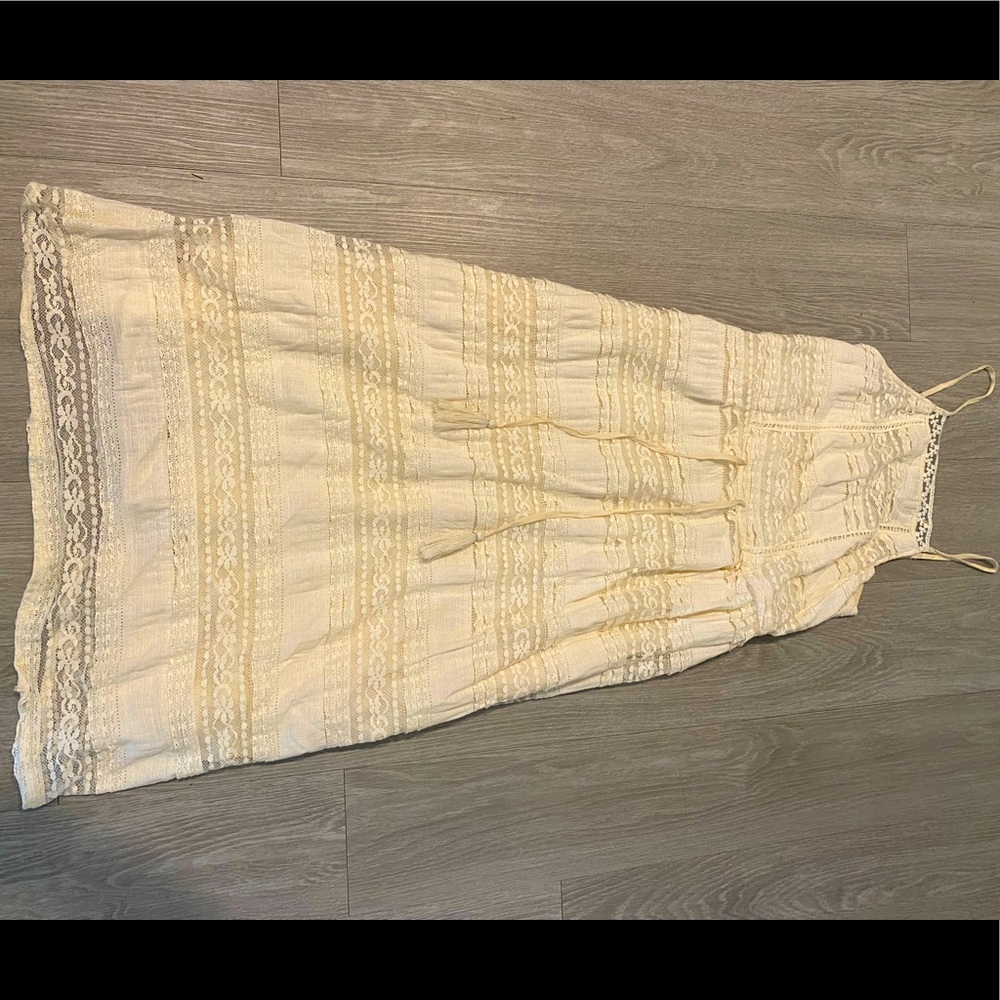 Cream high neck lace dress